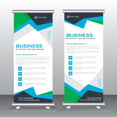 Roll up banner template, vertical template design,  standees, x-banner and pull up, advertising. vector illustration