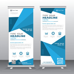 roll-up banner template for business, Graphic template roll-up for exhibitions, banner for seminar, lpull up, vertical banner, Universal stand for conference, promo banner vector background.