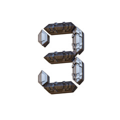 Space Futuristic Metal 3D Alphabet or Lettering