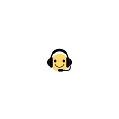Headphone emoticon icon isolated on white background