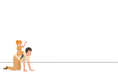 Vector illustration about a girl playing piggyback with her father. Flat design fathers playing with daughter. fatherhood, father's day, happy children day.