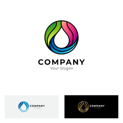 Water drop color logo design