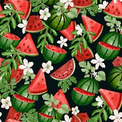 watermelon seamless pattern design 