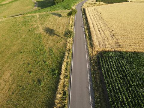 View From Above Of A Rural Road In The Landscape 