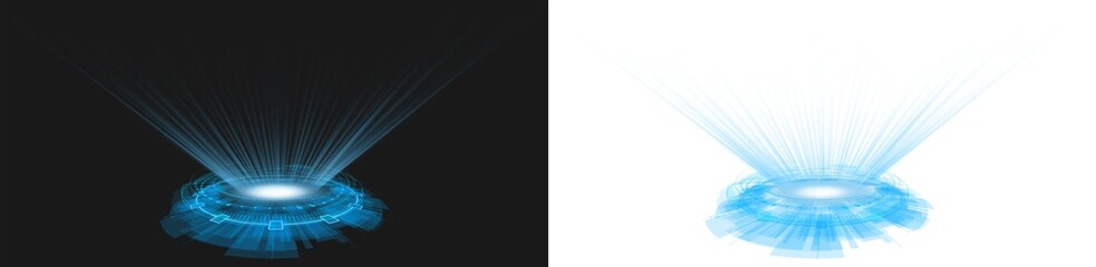 hologram or holographic hud circle with spot light in the middle futuristic technology abstract transparent background	
