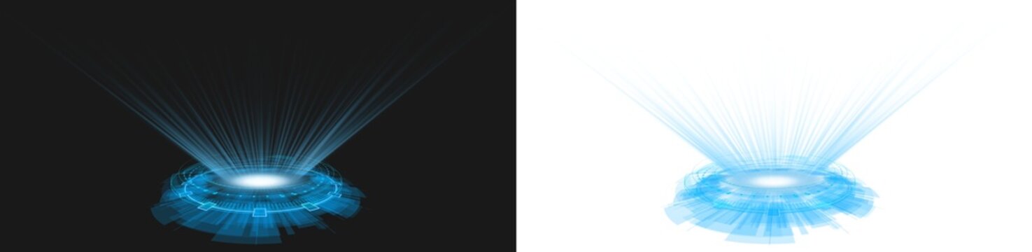 hologram or holographic hud circle with spot light in the middle futuristic technology abstract transparent background	
