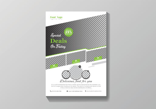 Free vector restaurant flyer template - special deals on Friday - Powered by Adobe