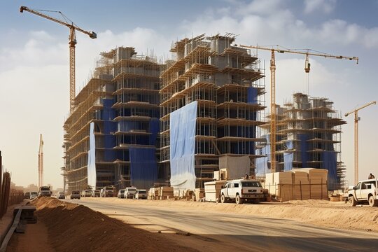 Construction of new buildings in Riyadh, Saudi Arabia. Generative AI