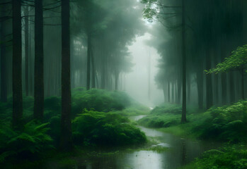 amazing natural green rain forest nature wallpaper, rainy forest