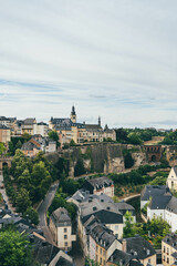 Fototapeta na wymiar old town in luxembourg top view on summer day with bridge and beautiful houses