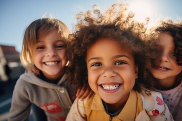 portrait of a smiling children. Generative Ai