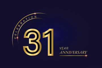 31 year anniversary vector banner template.Dark Blue Golden Royal anniversary Graphics Background.Growing Elegant Shine Spark. Luxury Premium Corporate Abstract Design