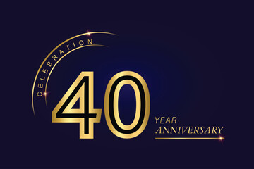 40 year anniversary vector banner template.Dark Blue Golden Royal anniversary Graphics Background.Growing Elegant Shine Spark. Luxury Premium Corporate Abstract Design