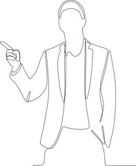 continuous line drawing of a successful male businessman