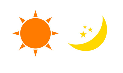 Sun and moon icon isolated on white background.