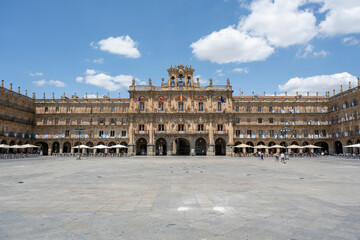 Fototapeta na wymiar Salamanca, Spain - June 22, 2023: Plaza Mayor and Town Hall