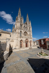 Burgos, Spain - August 4, 2023: Cathedral of the city of Burgos, Spain