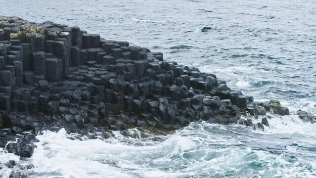 Giant's Causeway in Antrim county at sunset