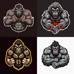 Strong gorilla mascot logo illustration isolated