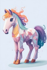 Obraz na płótnie Canvas illustration of a pony pastel tetradic colors vector