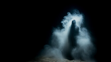 ghost in the dark with smoke, ai generated