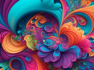 Abstract background, extremely colorful and vibrant swirly and flowery background