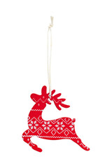 Christmas tree toy Santa's deer, isolated from background