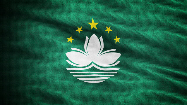 Waving Fabric Texture Of Macau Regional Flag Graphic Background - Powered by Adobe
