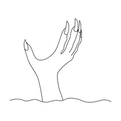 Continuous one line drawing of outline hand vector illustration minimalist design