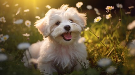 Beautiful smiling happy havanese puppy dog