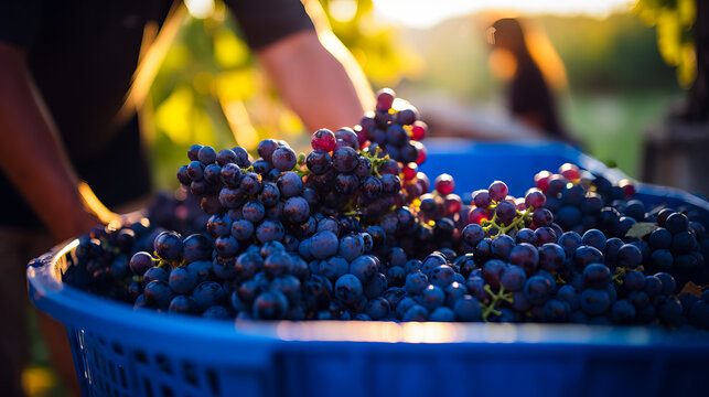 A close-up shot of hands carefully sorting freshly harvested grapes capturing the essence of meticulousness in winemaking 
