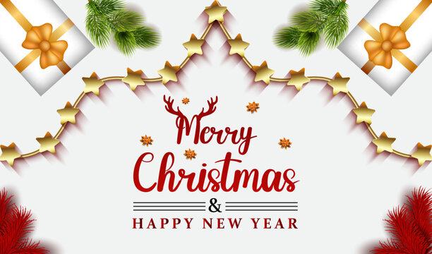 Merry christmas and happy new year promotion banner design vector.