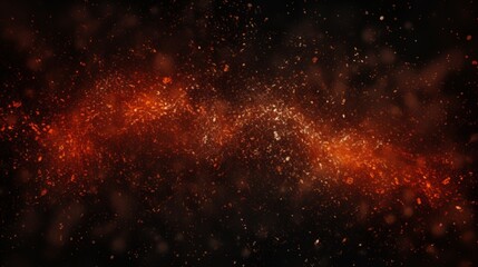 Black dark orange red brown shiny glitter abstract background with space. Twinkling glow stars effect. Like outer space, night sky, universe. Rusty, rough surface, grain - obrazy, fototapety, plakaty