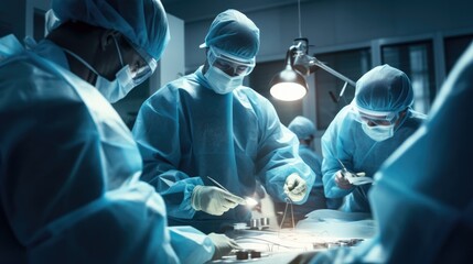 Professional doctor medical with teamwork performing surgical operation patient in hospital.