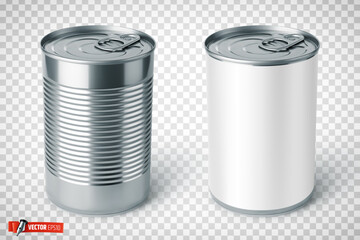 Vector realistic illustration of tin cans on a transparent background.
