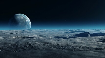 Fototapeta na wymiar Blue earth seen from the moon surface-Europe
