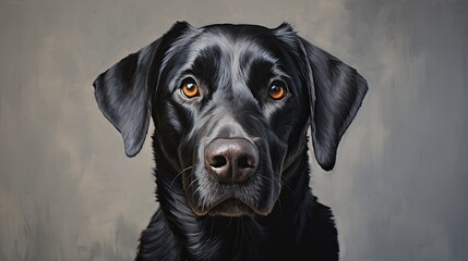 A painting of a dog with a black lab face - obrazy, fototapety, plakaty