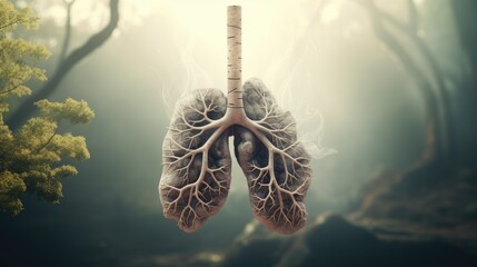 A picture of a human lung with the word lung on it - obrazy, fototapety, plakaty
