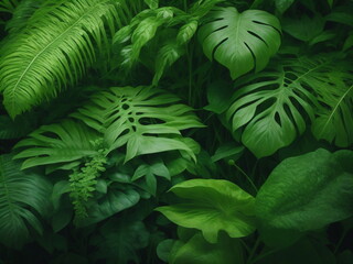 Tropical green leaves background, jungle, green, plants nature pure, green background
