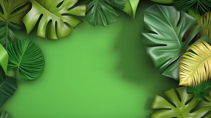 Tropical leaf realistic end of season summer sale banner 3d