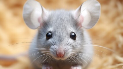 gray cute mouse close-up view