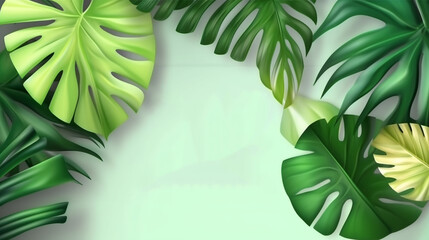 Tropical leaf realistic end of season summer sale banner 3d