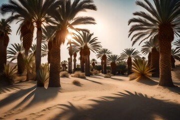 Fototapeta na wymiar A blank canvas into a scene of a serene desert oasis with date palm trees.