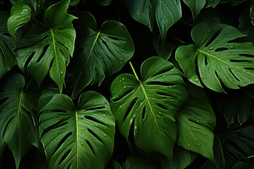 Green tropical leaves background