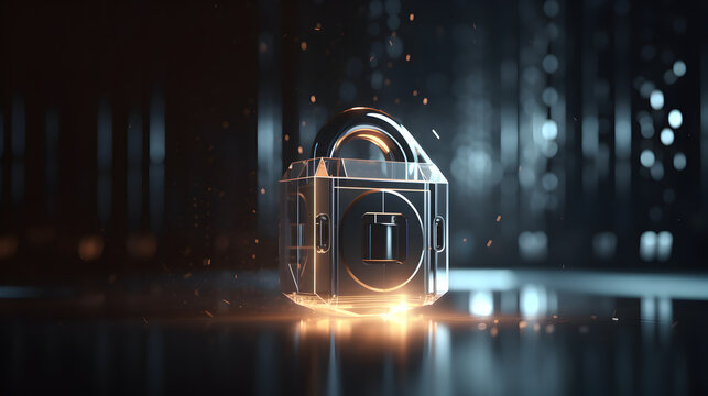 Secure online communication through SSL encryption with a conceptual shot of a digital padlock protecting data transmission