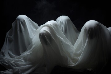 Naklejka premium Ghosts under white sheets