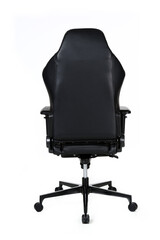 Black comfortable gaming chair isolated on white background. Back view