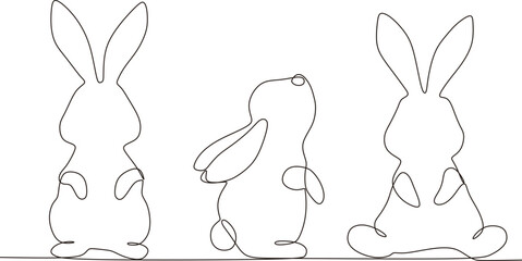 continuous line drawing of rabbit animal