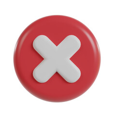 Obraz premium Cross icon 3d button. wrong check mark.