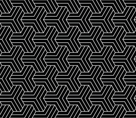 Abstract geometric pattern with stripes, lines. Seamless vector background. White and black ornament. Simple lattice graphic design.